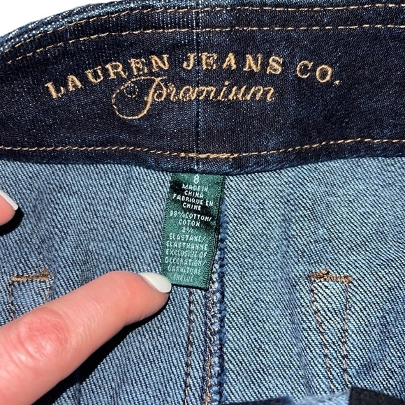 {EUC Ralph Lauren Jeans Company Premium Dark Denim Skirt Leather Details Size 8} - Picture 5 of 7